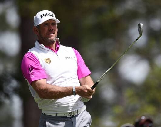 Lee Westwood of England hits a tee shot on the 4th hole in the final round of the 2016 Masters Tournament at Augusta National in Augusta, Georgia on April 10, 2016.  MAS20160410131 KEVINxDIETSCH