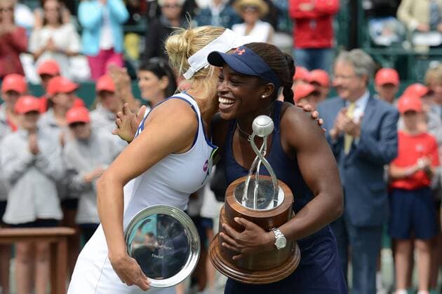 April 10, 2016 - Charleston, South Carolina, United States - ELENA VESNINA and SLOANE STEPHENS after the finals of the Volvo Car Open Tennis 2016 - Volvo Car Open - Day 7 - ZUMAl132