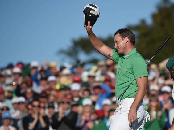 Danny Willett of England tips his cap on the 18th hole after posting a score of 5 under par in the final round of the 2016 Masters Tournament at Augusta National in Augusta, Georgia on April 10, 2016. Danny Willett won in his second Masters and he became the first player from England to win the green jacket since Nick Faldo in 1996.  MAS20160410150 KEVINxDIETSCH