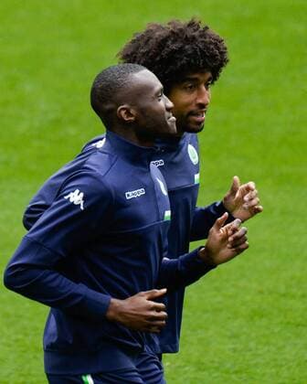 Josuha Guilavogui (Wolfsburg, 23), Dante Bonfim Costa Santos (Dante, Wolfsburg, 18), beim Abschlusstraining vor dem Viertelfinale gegen Real Madrid, xjgx