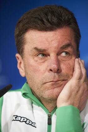 April 11, 2016 - Madrid, Madrid, Spain - Wolfsburg s coach Dieter Hecking attends a press conference PK Pressekonferenz at Santiago Bernabeu stadium in Madrid on April 11, 2016 on the eve of their Champions League quarter-final second leg football match Real Madrid vs Wolfsburg Real Madrid v. Wolfsburg Champions League quarter-final  - ZUMAg15_