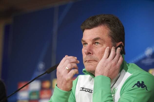 April 11, 2016 - Madrid, Madrid, Spain - Wolfsburg s coach Dieter Hecking attends a press conference PK Pressekonferenz at Santiago Bernabeu stadium in Madrid on April 11, 2016 on the eve of their Champions League quarter-final second leg football match Real Madrid vs Wolfsburg Real Madrid v. Wolfsburg Champions League quarter-final  - ZUMAg15_