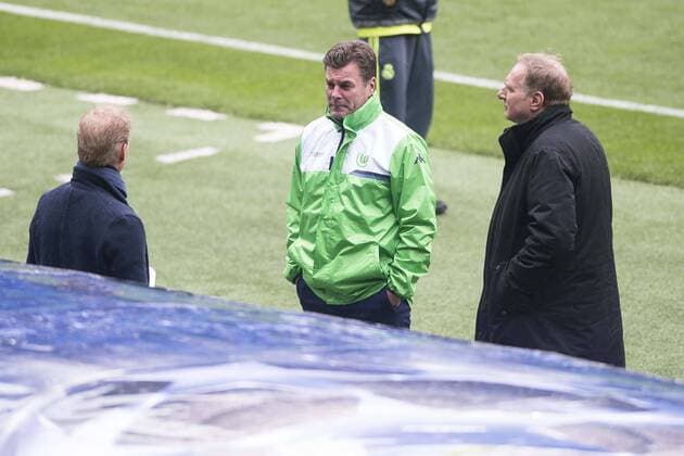 Wolfsburg players during the practice session at Santiago Bernabeu the day before Champions League match between Real Madrid and Wolfsburgo. April 11, 2016.  (20160411027)