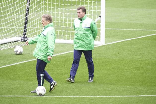 April 11, 2016 - Madrid, Madrid, Spain - Wolfsburg s team takes part in a training session at Santiago Bernabeu stadium in Madrid on April 11, 2016 on the eve of their Champions League quarter-final second leg football match Real Madrid vs Wolfsburg. Real Madrid v. Wolfsburg Champions League quarter-final  - ZUMAg15_