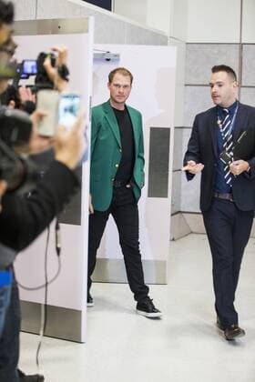 April 12, 2016 - Manchester, Lancashire, UK - Manchester UK. US Masters champion David Willett arrives back in Britain at Manchester Airport this morning after scooping the Ã‚Â£1.8M top prize in Augusta. David Willett  - ZUMAl94_