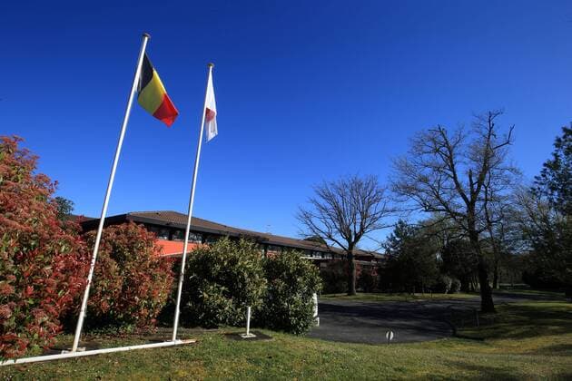 Fußball, EM 2016, Mannschaftsquartier Belgien in Le Pian Medoc Mannschaftshotel des belgischen Nationalteam (BEL) - Diables rouges pour l Euro Golf Hotel & Spa Resort au Pian Medoc - Bordeaux FOOTBALL : Camp de base de la Belgique pour l Euro 2016 - Pian Medoc - 12 04 2016 MarcdeTienda Panoramic 