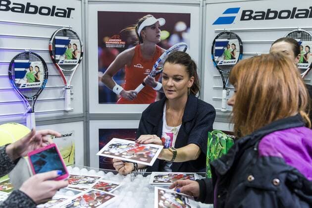 WARSCHAU, PROMOTION OF TENNIS RACKETS COLLECTION BABOLAT AND press conference PK Pressekonferenz IN WARSAW KIBICE AGNIESZKA RADWANSKA  160412PYK005