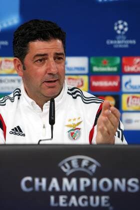 April 12, 2016 - Lisbon, Portugal - Benfica s head coach Rui Vit ria attends a press conference PK Pressekonferenz at Luz stadium in Lisbon on April 12, 2016 on the eve of their Champions League quarter-final second leg football match SL Benfica vs FC Bayern Munich. UEFA Champions League quarter-final second leg Benfica press conference - ZUMAf123