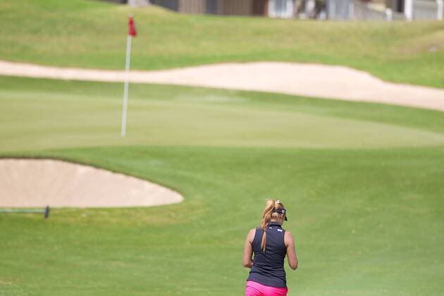 April 12, 2016 - Alison Lee walks the fairway during the Pro Am day of the Lotte Championship presented by Hershey at Ko Olina Golf Club in Kapolei, HI LPGA Golf Damen Golf 2016: Lotte Championship APR 12 - ZUMAc04_