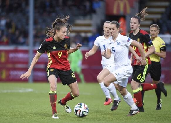 Tessa Wullaert FOOTBALL FEMININ : Belgique vs Estonie - Qualification Euro 2017 - Louvain - 12 04 2016 PhotoNews Panoramic 
