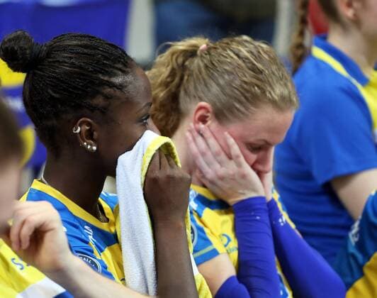 Schweriner SC - MTV Allianz Stuttgart Deutschland, Schwerin, 13.04.2016, Volleyball, 1. Bundesliga Frauen, Saison 2015 2016, Play-Off Halbfinale Spiel 3, Schweriner SC - MTV Allianz Stuttgart: Lousiane Penha Souza Ziegler (Schweriner SC).