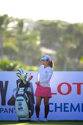 April 13, 2016 - Ai Miyzato waits on the 10th hole tee box during the first round of the Lotte Championship presented by Hershey at Ko Olina Golf Club in Kapolei, HI LPGA Golf Damen Golf 2016: Lotte Championship APR 13 - ZUMAc04_