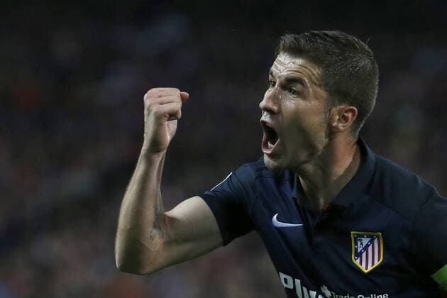 Atletico de Madrid French forward Gabi Fernandez celebrates his second goal during a Champions League quarter final second leg match between Atletico de Madrid and FC Barcelona Barca at Vicente Calderon stadium in Madrid, Spain, 13 April 2016. EFE Kiko Huesca ATLETICO MADRID VS BARCELONA !ACHTUNG: NUR REDAKTIONELLE NUTZUNG!  MAD073 20160413-635961848334971609