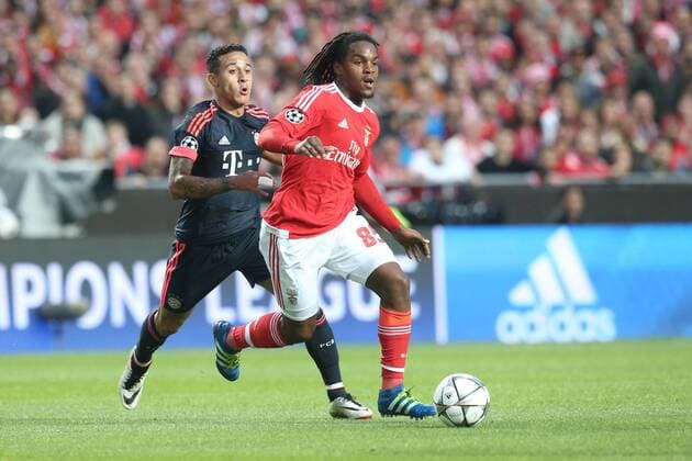 Lissabon Thiago Alcantara (FC Bayern Muenchen) Renato Sanches (Benfica Lissabon, Benfica Lissabon vs. FC Bayern Muenchen, Fussball, Champions League Viertelfinale, 13.04.2016, Copyright: Langer Eibner-Pressefoto EP_HLR