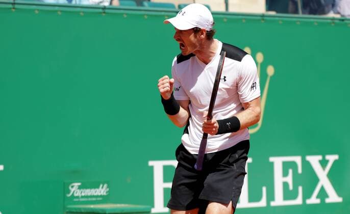 14.04.2016: Rolex Monte Carlo Masters Tennis: Andy Murray in action against Benoit Paire at the Monte-Carlo Country Club. 14.04.2016: Rolex Monte Carlo Masters Tennis 