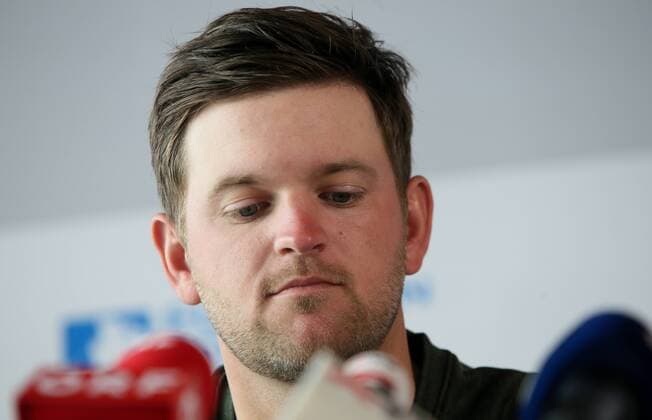 Golf, Lyoness Open, Pressekonferenz in Wien GOLF - Lyoness Open 2016 VIENNA,AUSTRIA,14.APR.16 - GOLF - PGA Golf Herren European Tour, Lyoness Open, Diamond Country Club, press conference PK Pressekonferenz Image shows Bernd Wiesberger (AUT). GEPAxpictures xMarioxKneisl