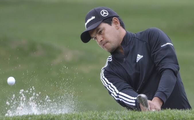 April 15, 2016 - Hilton Head Island, SC, USA - Fabian Gomez blasts onto the 9th green during the second round of the RBC Heritage Presented by Boeing on Friday, April 15, 2016, at Harbour Town Golf Links in Sea Pines on Hilton Head Island, S.C. RBC Heritage golf - ZUMAm67_