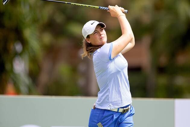 April 15, 2016 - Katie Burnett watches her drive on the 11th hole during the third round of the Lotte Championship presented by Hershey at Ko Olina Golf Club in Kapolei, HI LPGA Golf Damen Golf 2016: Lotte Championship APR 15 - ZUMAc04_
