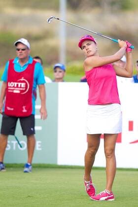 April 15, 2016 - Lexi Thompson watchers her drive on the 18th hole during the third round of the Lotte Championship presented by Hershey at Ko Olina Golf Club in Kapolei, HI LPGA Golf Damen Golf 2016: Lotte Championship APR 15 - ZUMAc04_