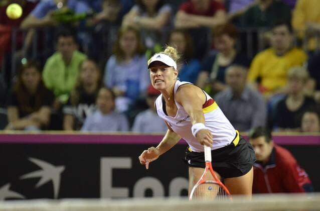Tennis - Fed Cup - WORLD GROUP PLAY-OFF - Romania vs. Germany APR 2016 April 16, 2016: Angelique KERBER during the Fed Cup - WORLD GROUP PLAY-OFF - Romania vs. Germany at Polyvalent Hall in Cluj-Napoca, Romania ROU.