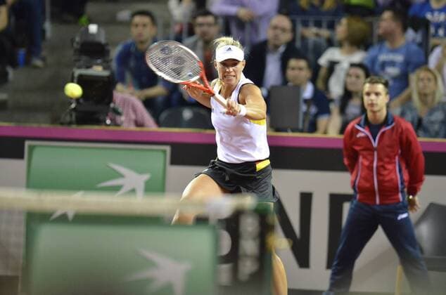 Tennis - Fed Cup - WORLD GROUP PLAY-OFF - Romania vs. Germany APR 2016 April 16, 2016: Angelique KERBER during the Fed Cup - WORLD GROUP PLAY-OFF - Romania vs. Germany at Polyvalent Hall in Cluj-Napoca, Romania ROU.