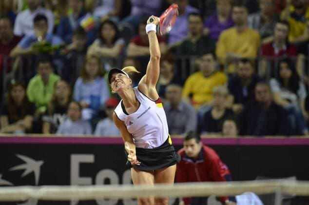 Tennis - Fed Cup - WORLD GROUP PLAY-OFF - Romania vs. Germany APR 2016 April 16, 2016: Angelique KERBER during the Fed Cup - WORLD GROUP PLAY-OFF - Romania vs. Germany at Polyvalent Hall in Cluj-Napoca, Romania ROU.