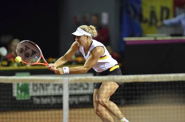 Tennis - Fed Cup - WORLD GROUP PLAY-OFF - Romania vs. Germany APR 2016 April 16, 2016: Angelique KERBER during the Fed Cup - WORLD GROUP PLAY-OFF - Romania vs. Germany at Polyvalent Hall in Cluj-Napoca, Romania ROU.