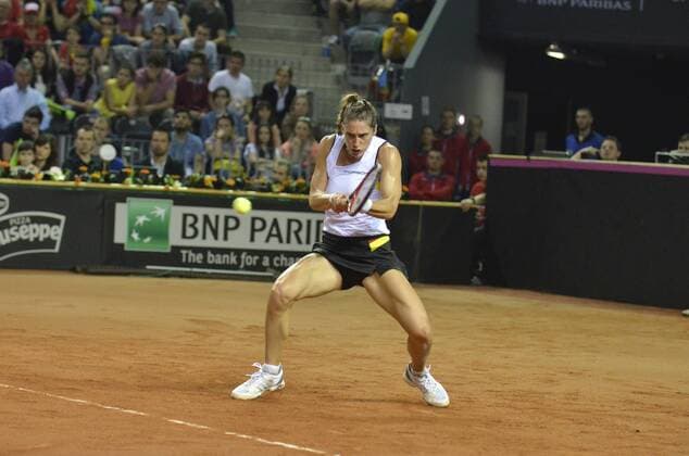Tennis - Fed Cup - WORLD GROUP PLAY-OFF - Romania vs. Germany APR 2016 April 16, 2016: Andrea PETKOVIC (GER) during the Fed Cup - WORLD GROUP PLAY-OFF - Romania vs. Germany at Polyvalent Hall in Cluj-Napoca, Romania ROU. Catalin Soare sportaction.ro, picturedesk@sportaction.ro