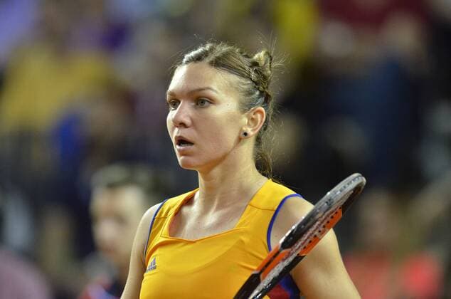 Tennis - Fed Cup - WORLD GROUP PLAY-OFF - Romania vs. Germany APR 2016 April 16, 2016: Simona HALEP (ROU) during the Fed Cup - WORLD GROUP PLAY-OFF - Romania vs. Germany at Polyvalent Hall in Cluj-Napoca, Romania ROU. Catalin Soare sportaction.ro, picturedesk@sportaction.ro