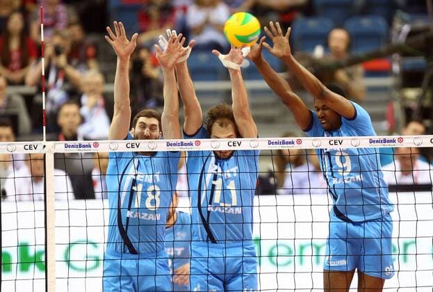 Volleyball, Champions League, Final 4 in Krakau KRAKOW , TAURON ARENA 16.04.2016 MAXIM MIKHAILOV ( ZENIT ) ANDREY ASHCHEV ( ZENIT ) WILFREDO LEON ( ZENIT ) 16.04.2016 VOLLEYBALL MEN S CEV DENIZBANK CHAMPIONS LEAGUE FINAL FOUR SEMI-FINAL ASSECO RESOVIA RZESZOW - ZENIT KAZAN SEASON 2015 2016 MICHAL NOWAK NEWSPIX.PL --- Newspix.pl  160416MIN019