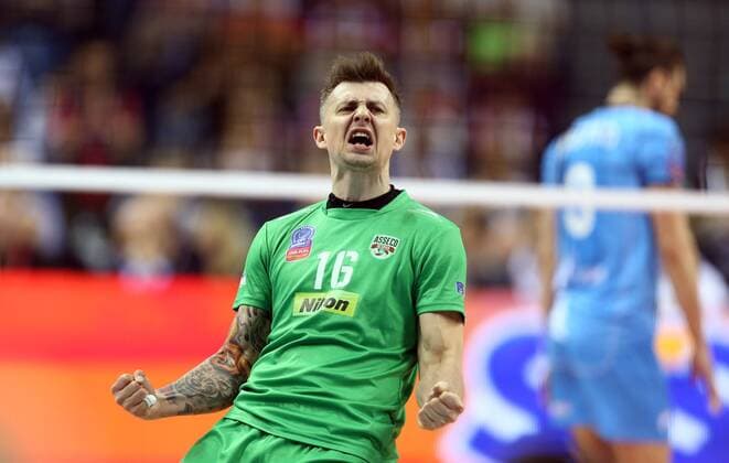 Volleyball, Champions League, Final 4 in Krakau KRAKOW , TAURON ARENA 16.04.2016 RADOSC KRZYSZTOF IGNACZAK ( ASSECO ) 16.04.2016 VOLLEYBALL MEN S CEV DENIZBANK CHAMPIONS LEAGUE FINAL FOUR SEMI-FINAL ASSECO RESOVIA RZESZOW - ZENIT KAZAN SEASON 2015 2016 MICHAL NOWAK NEWSPIX.PL --- Newspix.pl  160416MIN030