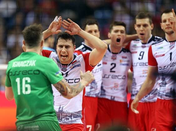 Volleyball, Champions League, Final 4 in Krakau KRAKOW , TAURON ARENA 16.04.2016 RADOSC KRZYSZTOF IGNACZAK ( ASSECO ) FABIAN DRZYZGA ( ASSECO ) 16.04.2016 VOLLEYBALL MEN S CEV DENIZBANK CHAMPIONS LEAGUE FINAL FOUR SEMI-FINAL ASSECO RESOVIA RZESZOW - ZENIT KAZAN SEASON 2015 2016 MICHAL NOWAK NEWSPIX.PL --- Newspix.pl  160416MIN032