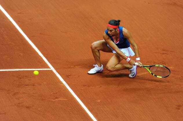 Caroline Garcia (FRA) TENNIS : Fed Cup - FRA vs Niederlande - 16 04 16 TennisMagazine Panoramic 