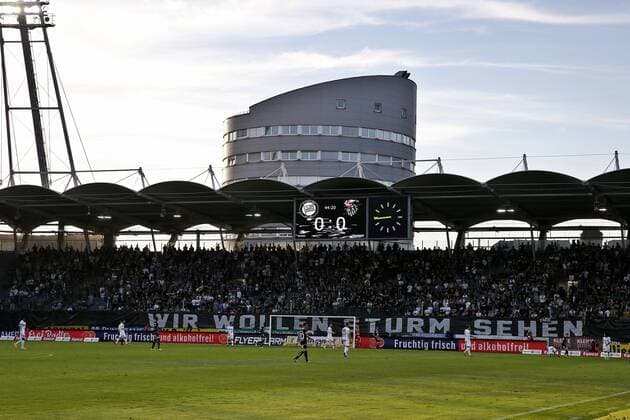 SOCCER - BL, Sturm vs WAC GRAZ,AUSTRIA,16.APR.16 - tipico Bundesliga, SK Sturm Graz vs WAC Wolfsberg. Image shows an overview of the stadium with the Puntigamer banner. GEPAxpictures xM.xOberlaender