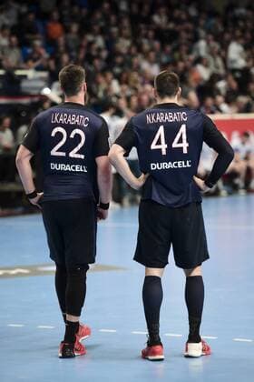 Nikola Karabatic (PSG) Luka Karabatic (PSG) HANDBALL : PSG hand vs Fenix Toulouse Handball - D1 - 16 04 2016 JBAutissier Panoramic 