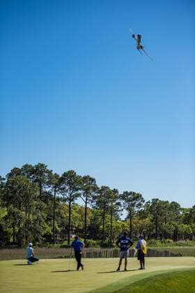 Boeing did a flyover with one of their new 787 jets during the RBC Heritage PGA Golf Herren Tour on Saturday Apr. 16, 2016 at Harbour Town Golf Links, in Hilton Head, SC. PGA 2016: RBC Heritage APR 16 - ZUMAc04_