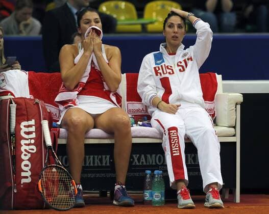 Fed Cup Moscow. RUS-BLR. Match 2 Margarita Gasparyan(RUS) and capitan Anastasia Miskina