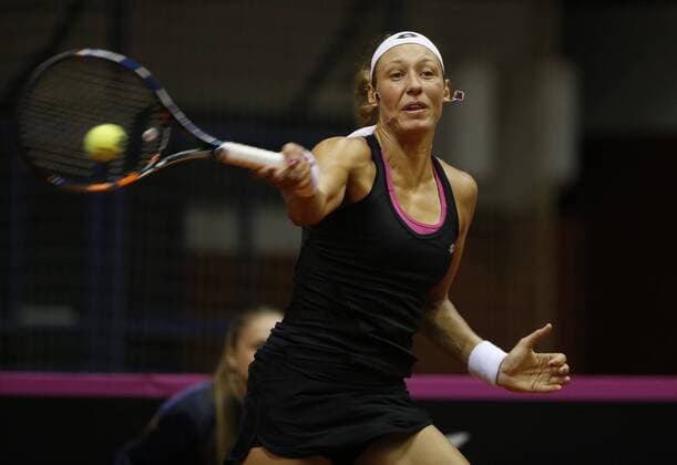 Belgian Yanina Wickmayer pictured in action during the women s tennis match between Belgian Yanina Wickmayer WTA Tennis Damen 42) and Serbian Aleksandra Krunic (WTA 120), game three of the World Group II Play-offs of the Fed Cup Europe Africa Group I, in Belgrade, Serbia, Sunday 17 April 2016. SRDJANxSTEVANOVIC  x04833669x