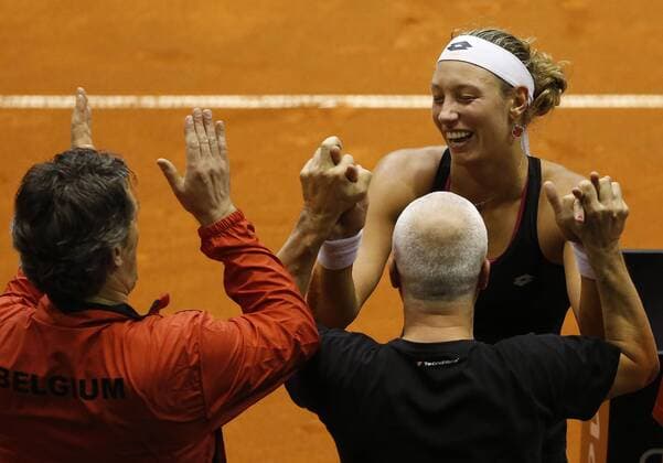 Belgian Yanina Wickmayer pictured after the women s tennis match between Belgian Yanina Wickmayer WTA Tennis Damen 42) and Serbian Aleksandra Krunic (WTA 120), game three of the World Group II Play-offs of the Fed Cup Europe Africa Group I, in Belgrade, Serbia, Sunday 17 April 2016. SRDJANxSTEVANOVIC  x04833708x