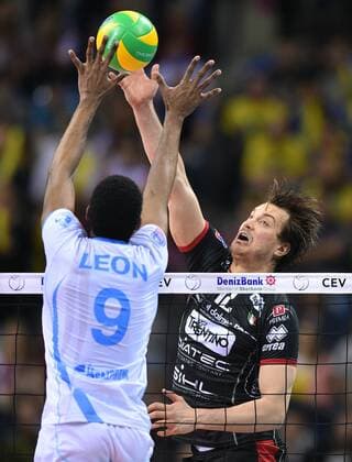 Volleyball, Champions League, Final 4, Zenit Kazan - Trentino Diatec 2016.04.17 -- Wilfredo LEON VENERO TZOURITS Mitar Djuric Krakow Men volleyball 2016 CEV DenizBank Volleyball Champions League Final Four Zenit Kazan - Trentino Diatec Wilfredo LEON VENERO TZOURITS Mitar Djuric  20160417LUK135