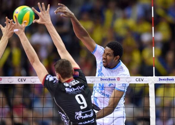 Volleyball, Champions League, Final 4, Zenit Kazan - Trentino Diatec 2016.04.17 -- Wilfredo LEON VENERO Krakow Men volleyball 2016 CEV DenizBank Volleyball Champions League Final Four Zenit Kazan - Trentino Diatec Wilfredo LEON VENERO  20160417LUK175