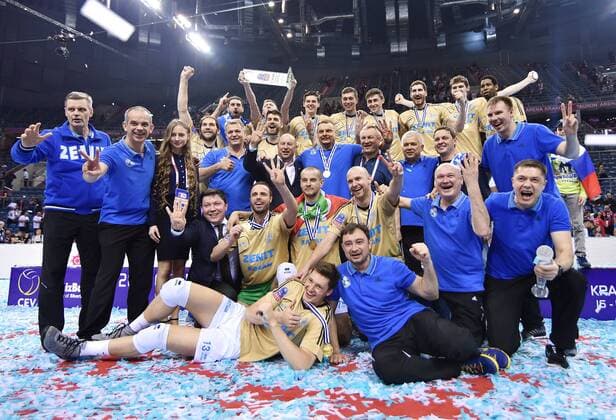 2016.04.17 Krakow Men volleyball 2016 CEV DenizBank Volleyball Champions League Final Four Zenit Kazan - Trentino Diatec Wilfredo LEON VENERO Wladimir Alekno z medalem  20160417LUK212