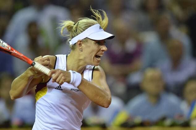 Tennis - Fed Cup - WORLD GROUP PLAY-OFF - Romania vs. Germany APR 2016 April 17, 2016: Angelique KERBER (GER) during the Fed Cup - WORLD GROUP PLAY-OFF - Romania vs. Germany at Polyvalent Hall in Cluj-Napoca, Romania