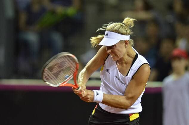 Tennis - Fed Cup - WORLD GROUP PLAY-OFF - Romania vs. Germany APR 2016 April 17, 2016: Angelique KERBER (GER) during the Fed Cup - WORLD GROUP PLAY-OFF - Romania vs. Germany at Polyvalent Hall in Cluj-Napoca, Romania