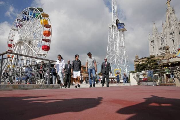 BARCELONA -april 18- SPAIN: Rafa Nadal and Kei Nishikori in the photo presentation of the Open Banc Sabadell tournament in the Tibidabo amusement park, on april 18, 2016. Photo:Joan Valls Urbanandsport Cordon Press  xJoanxValls Urbanandsportx xNADAL-NISHIKORI-PHOTO-PRESENTATION-OPEN-BANC-SABADELL-TENNISx