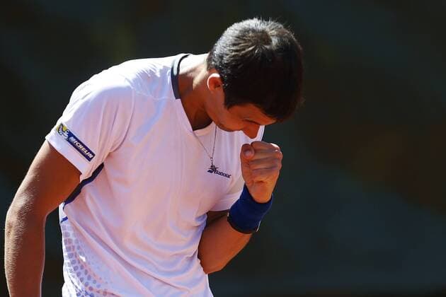 Russian tennis player Eugeny Donskoy celebrates an action against Argentinian Facundo Bagnis during their 64th Barcelona Open Banc Sabadell Conde de Godo tournament s first round match in Barcelona, northeastern Spain, 18 April 2016. The tournament runs in Barcelona from April 18th to 24th 2016. Eugeny Donskoy vs. Facundo Bagnis !ACHTUNG: NUR REDAKTIONELLE NUTZUNG!  20160418-635965864800365295