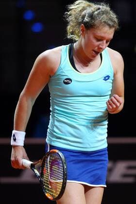 Stuttgart Anna-Lena Friedsam (GER) ballt die Faust, Porsche Tennis Grand Prix 2016, Damen Tennis,18.04.2016, Copyright: Langer Eibner-Pressefoto EP_HLR