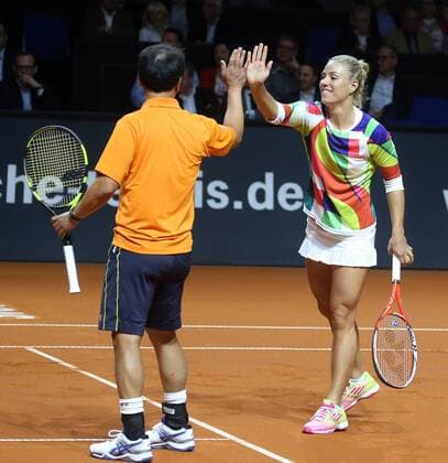 Porsche Tennis Grand Prix 2016 Deutschland, Stuttgart, 18.04.2016, Tennis, Porsche Tennis Grand Prix 2016, Stuttgart: v.l. Michael Chang, Angelique Kerber.