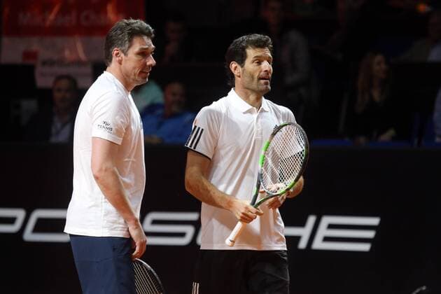 Porsche Tennis Grand Prix 2016 Deutschland, Stuttgart, 18.04.2016, Tennis, Porsche Tennis Grand Prix 2016, Stuttgart: v.l. Michael Stich, Mark Webber.