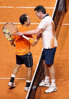 Stuttgart Porsche Tennis Grand Prix 2016, Berenberg Classics, v.l. Michael Chang (USA), Michael Stich (GER)